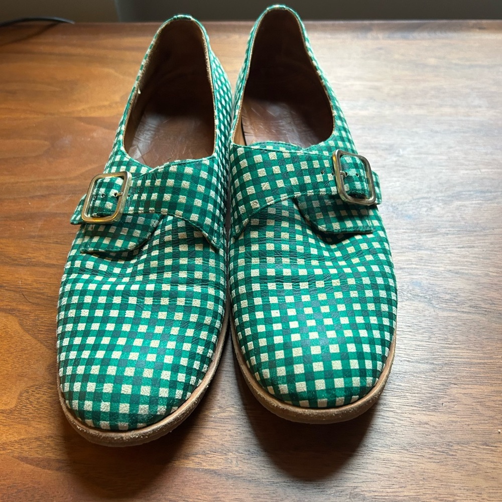 Chie Mihara Green Checkered Flats